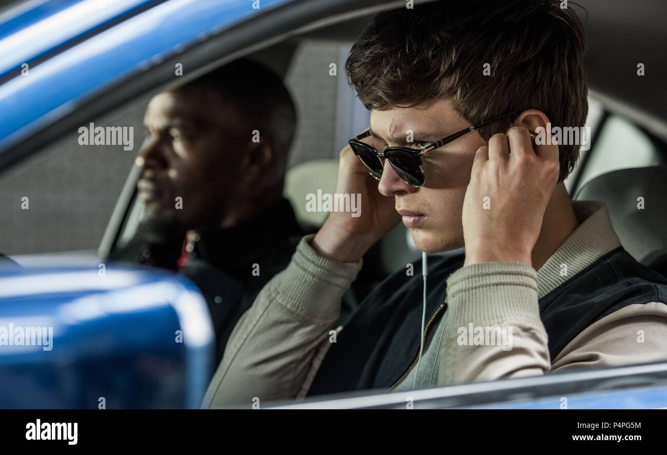 Original Film Title: BABY DRIVER.  English Title: BABY DRIVER.  Film Director: EDGAR WRIGHT.  Year: 2017.  Stars: JAMIE FOXX; ANSEL ELGORT. Credit: TRISTAR PICTURES / Album Stock Photo