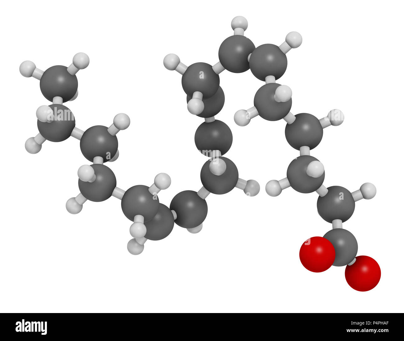 Gammalinolenic acid (GLA, gamolenic acid) molecule. Omega6 fatty acid present in many