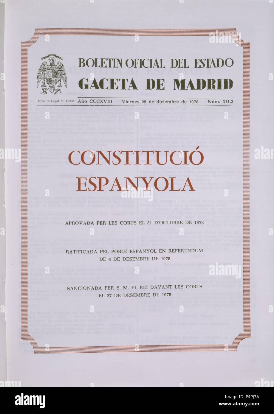 PUBLICACION OFICIAL DE LA CONSTITUCION DE 1978 EN CATALAN. Location