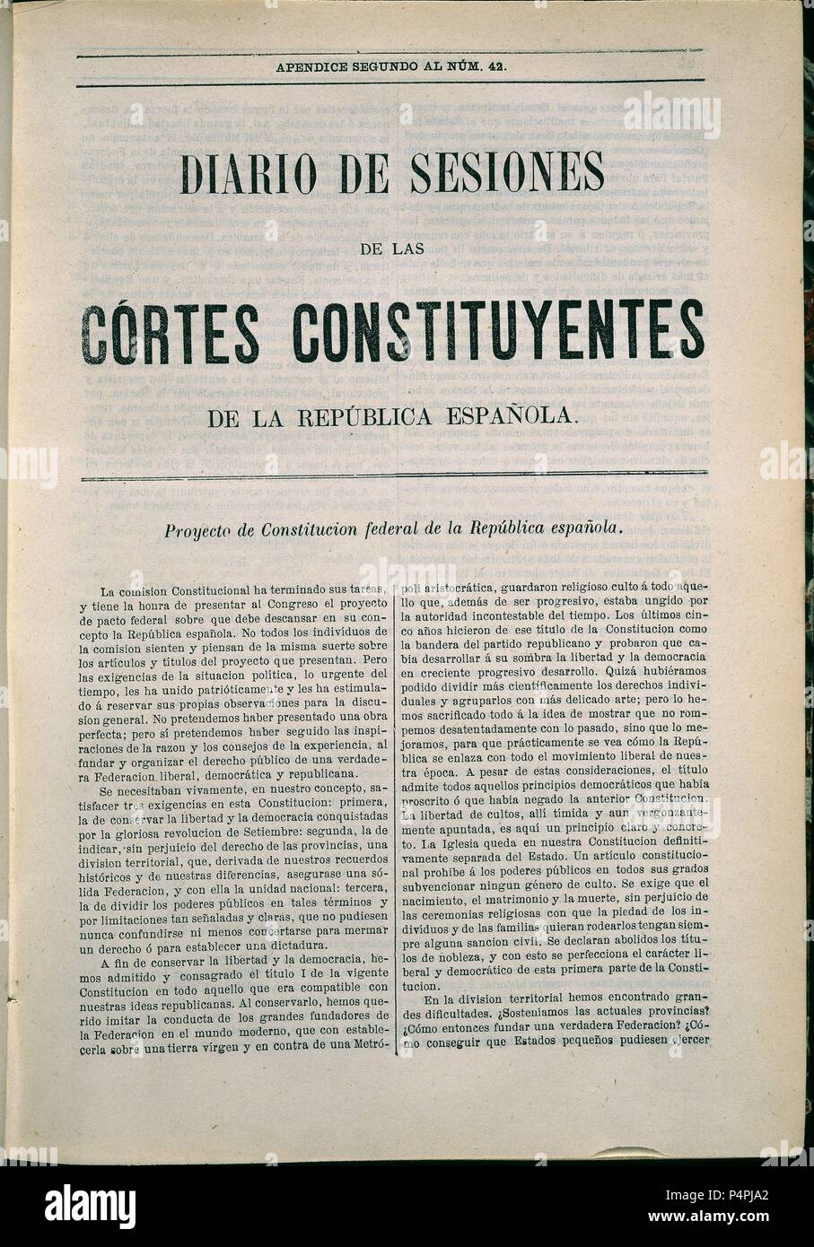 DIARIO DE SESIONES DE LAS CORTES CONSTITUYENTES DE LA REPUBLICA ESPAÑOLA.  Location: SENADO-BIBLIOTECA-COLECCION, MADRID, SPAIN Stock Photo - Alamy