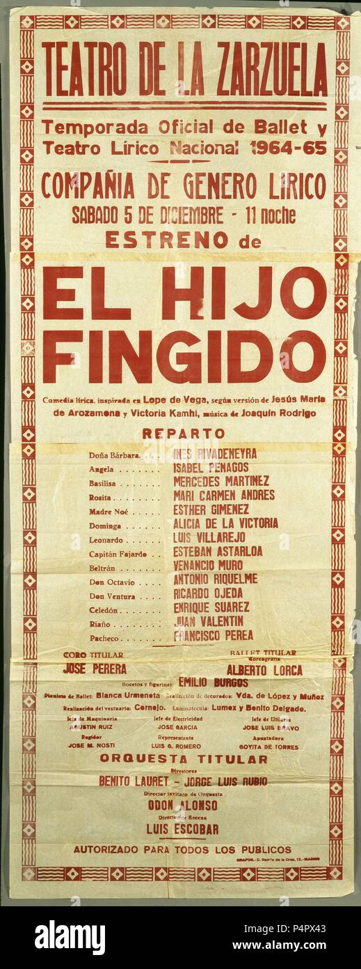 CARTEL DEL HIJO FINGIDO - 1965. Stock Photo