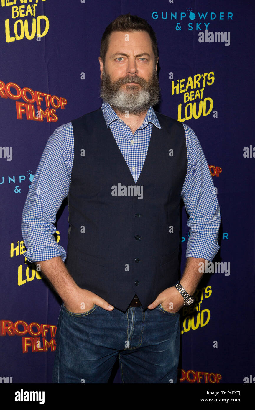 NEW YORK, NY - June 6: Nick Offerman attends the 'Hearts Beat Loud' New York Premiere at Pioneer Works on June 6, 2018 in New York City. Stock Photo