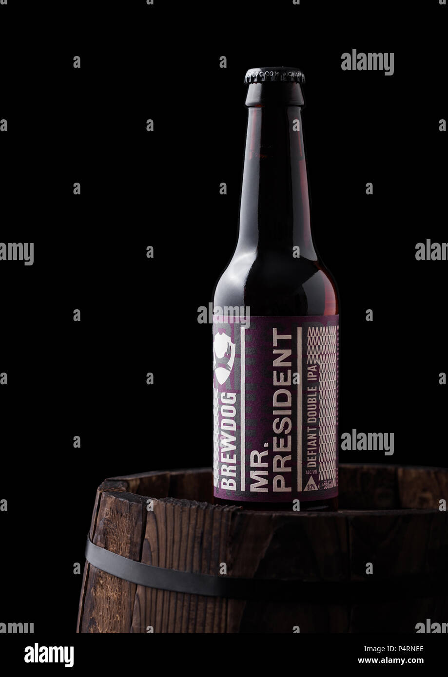LONDON, UK JUNE 01, 2018 Bottle of Mr.President IPA beer, from the Brewdog brewery on old