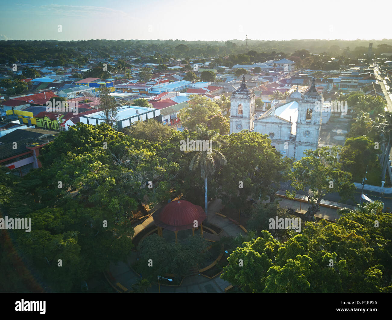 Central park in Jinotepe Nicaragua aerial drone view Stock Photo Alamy