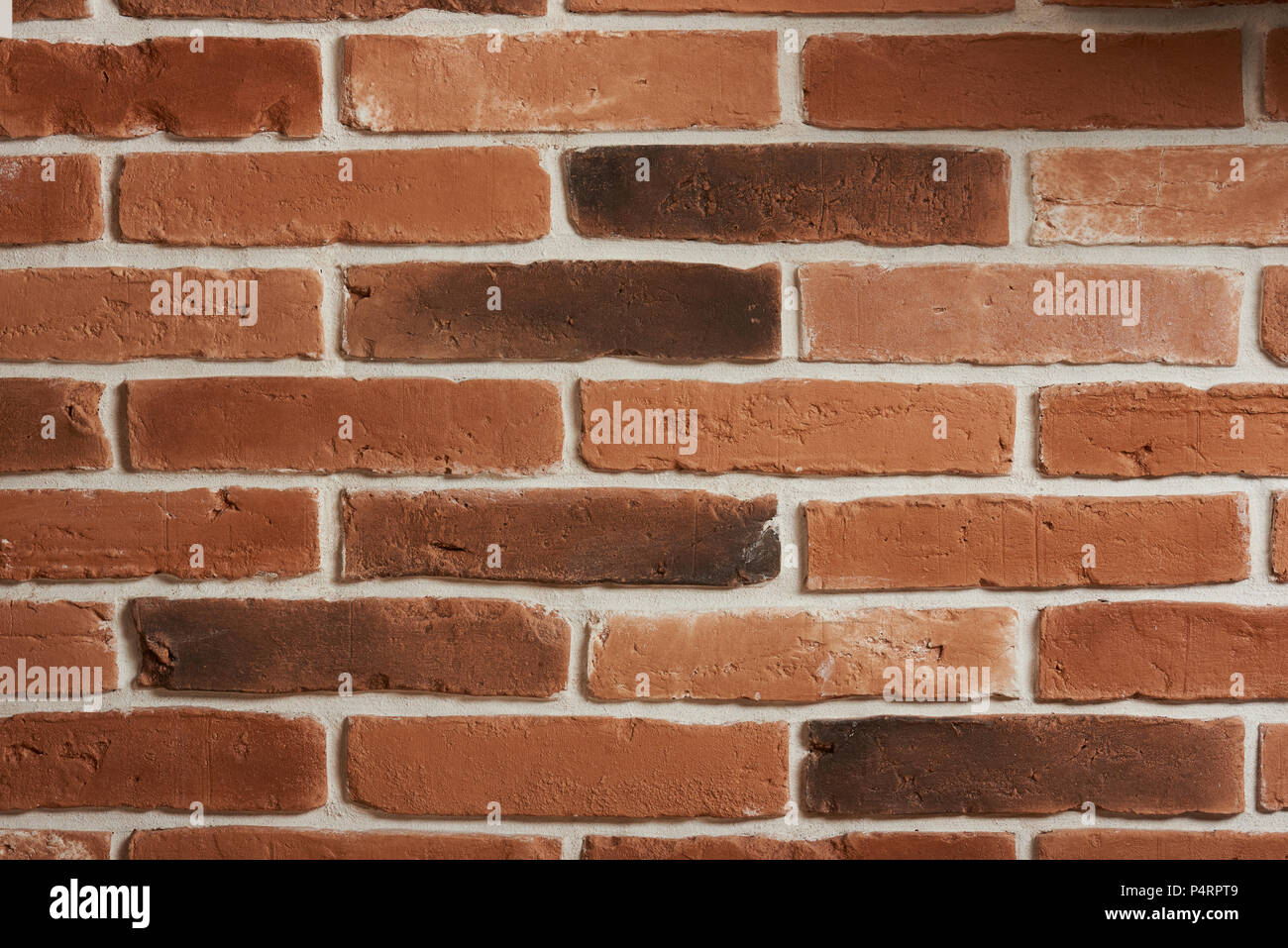 Texture of red brick wall. Clean brick pattern with white concrete lines Stock Photo