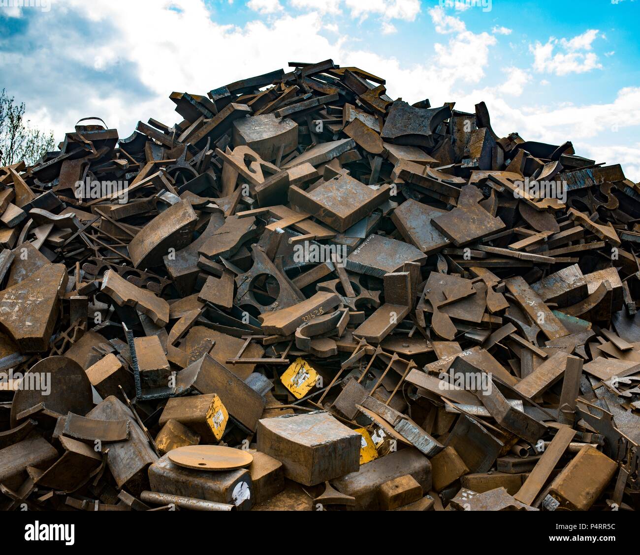 Heap of steel scrap in scrapworks in the West Midlands, UK. Stock Photo