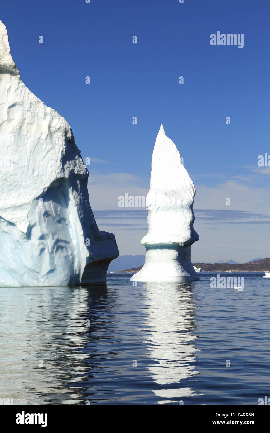 Icebergs from the icefjord, Ilulissat, Disko Bay, Greenland. Stock Photo