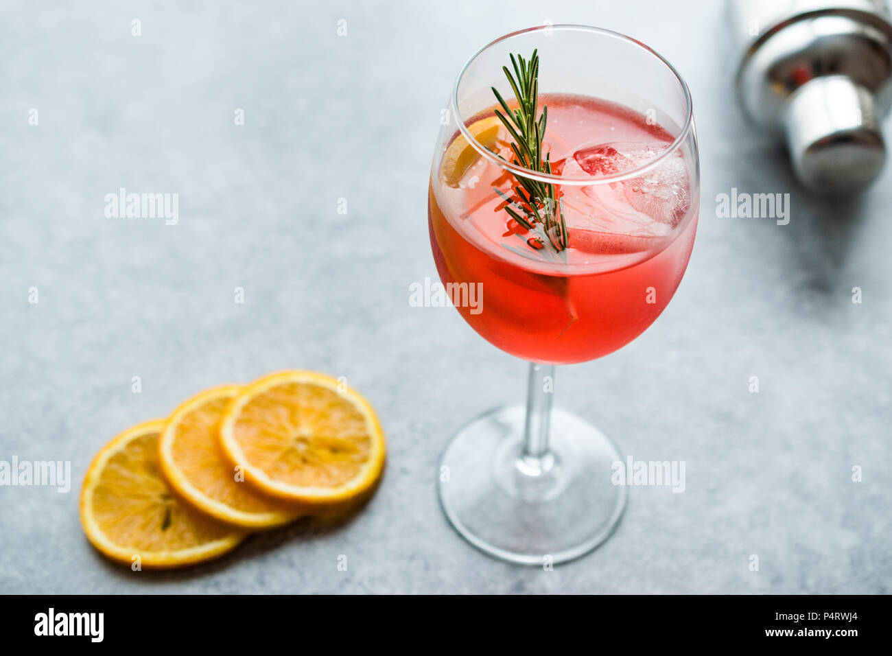 Aperol Spritz Cocktail with Orange Slice, Rosemary and Ice. Alcoholic ...