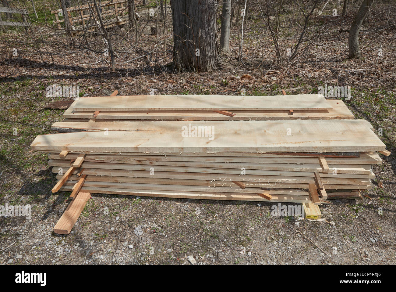 stack of cut lumber Stock Photo Alamy