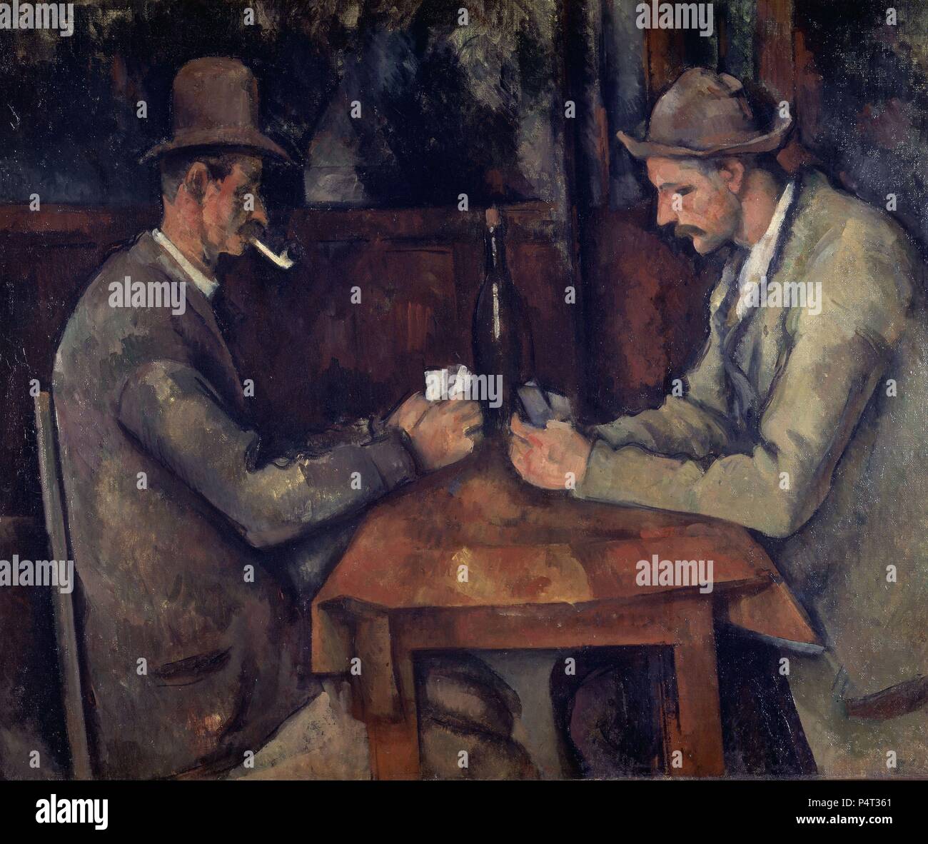 'Card Players', 1894-1895, Oil on canvas, 47,5 × 57 cm. Author: Paul Cézanne (1839-1906). Location: MUSEE D'ORSAY, FRANCE. Stock Photo