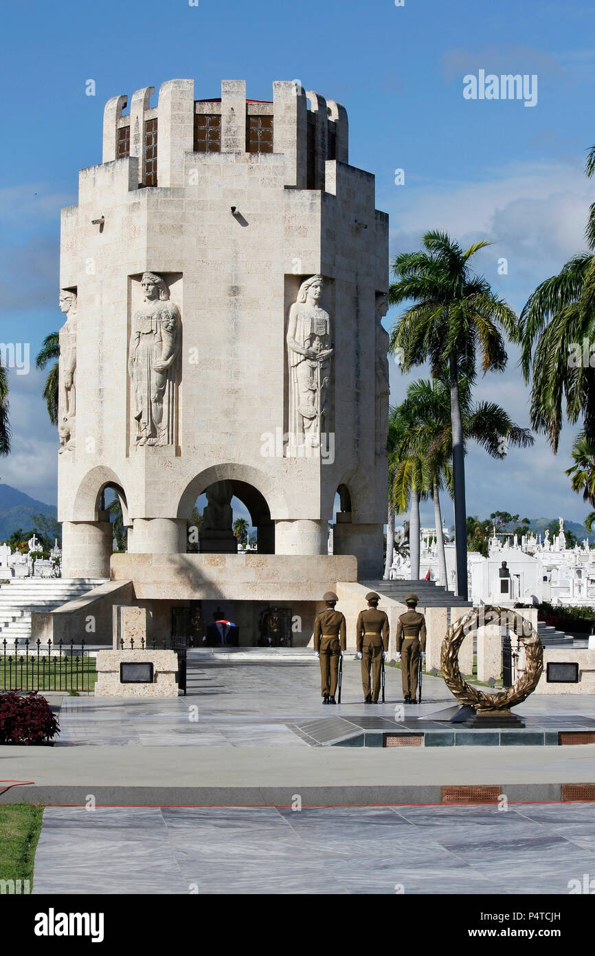 Jose Marti, Cuban Apostle or Cuban National Hero tomb in Santiago de Cuba. The monument has a permanent honor guard and an eternal flame. Stock Photo