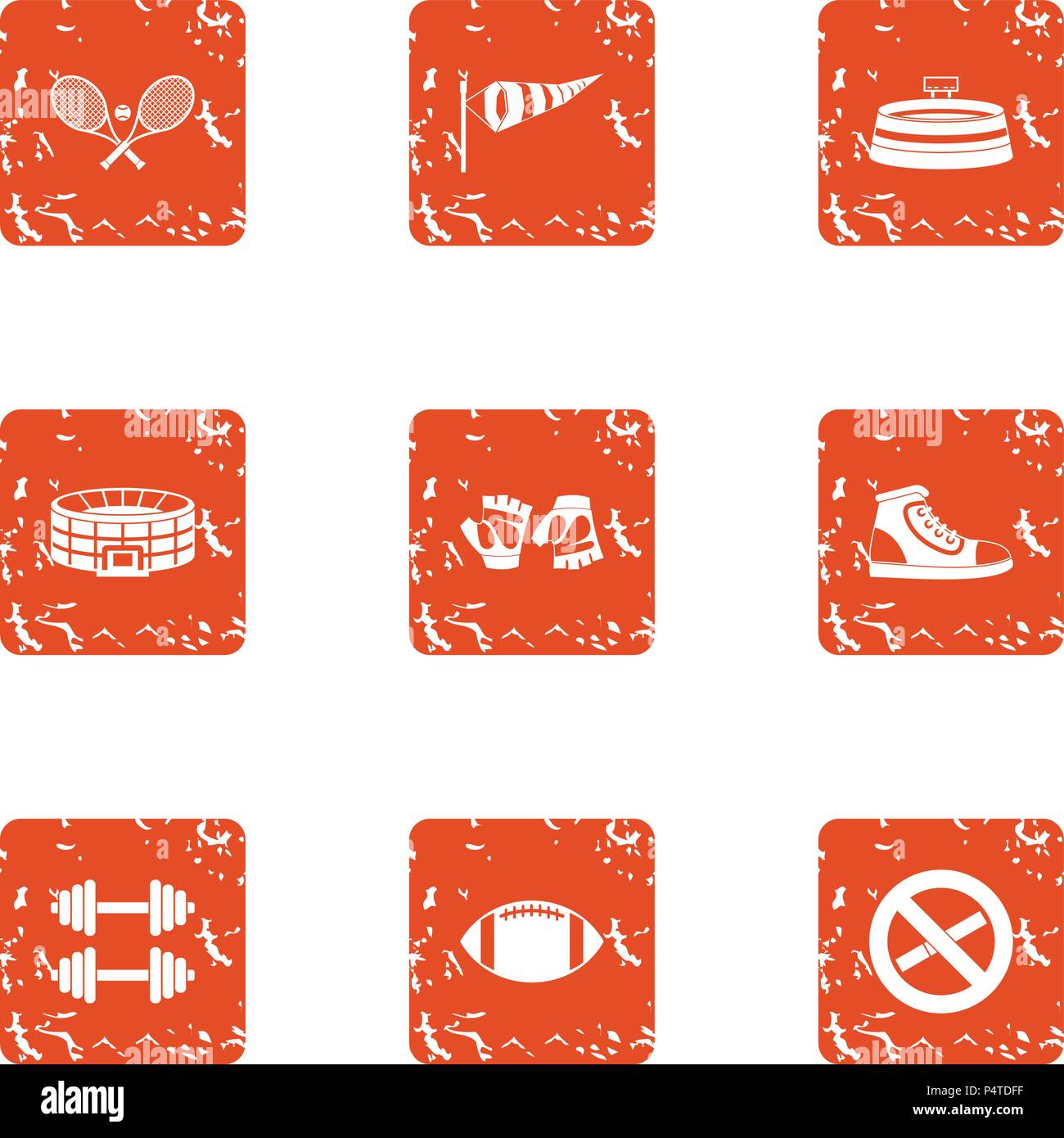 Exercise icons set, grunge style Stock Vector