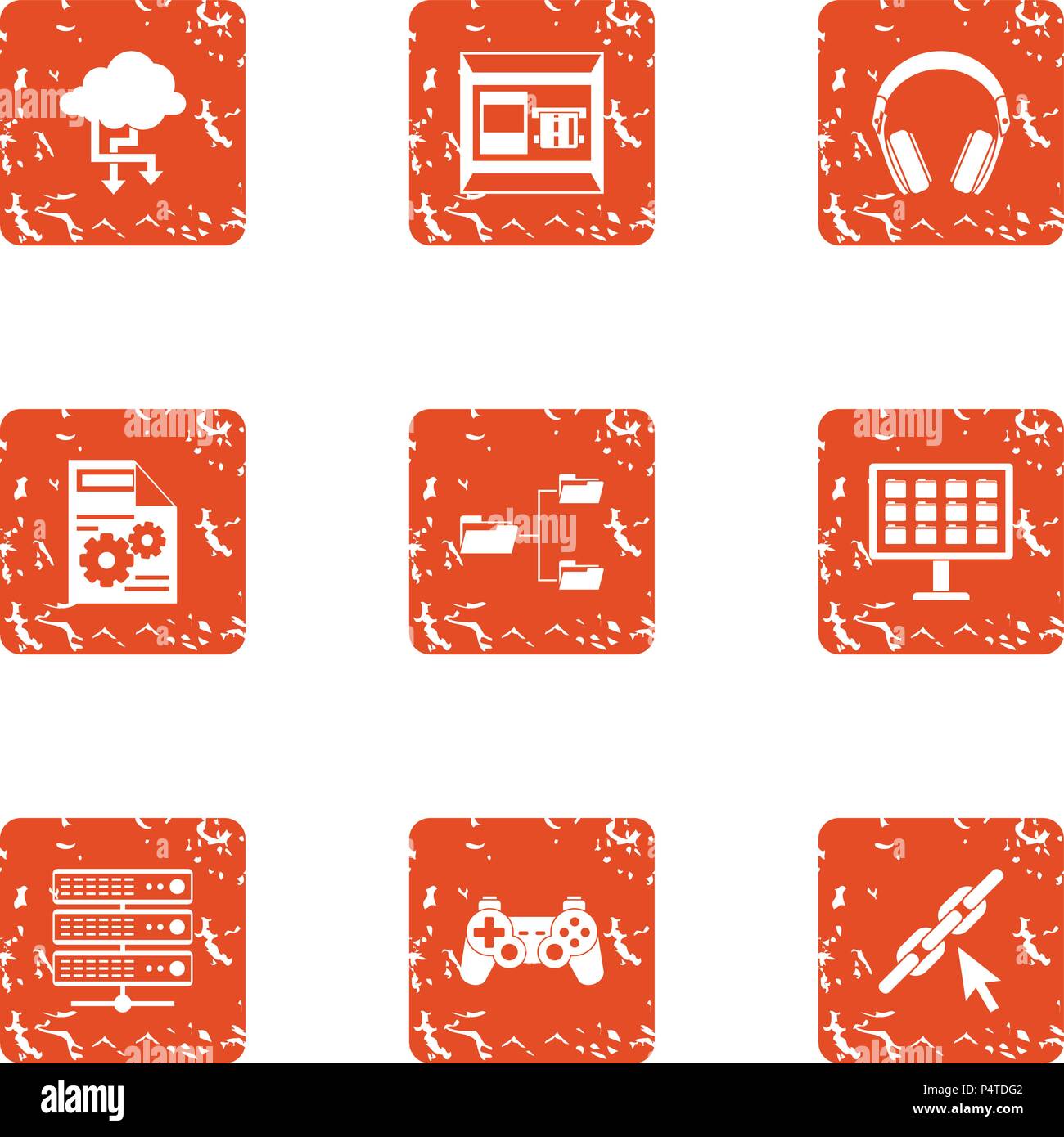 Date advice icons set, grunge style Stock Vector