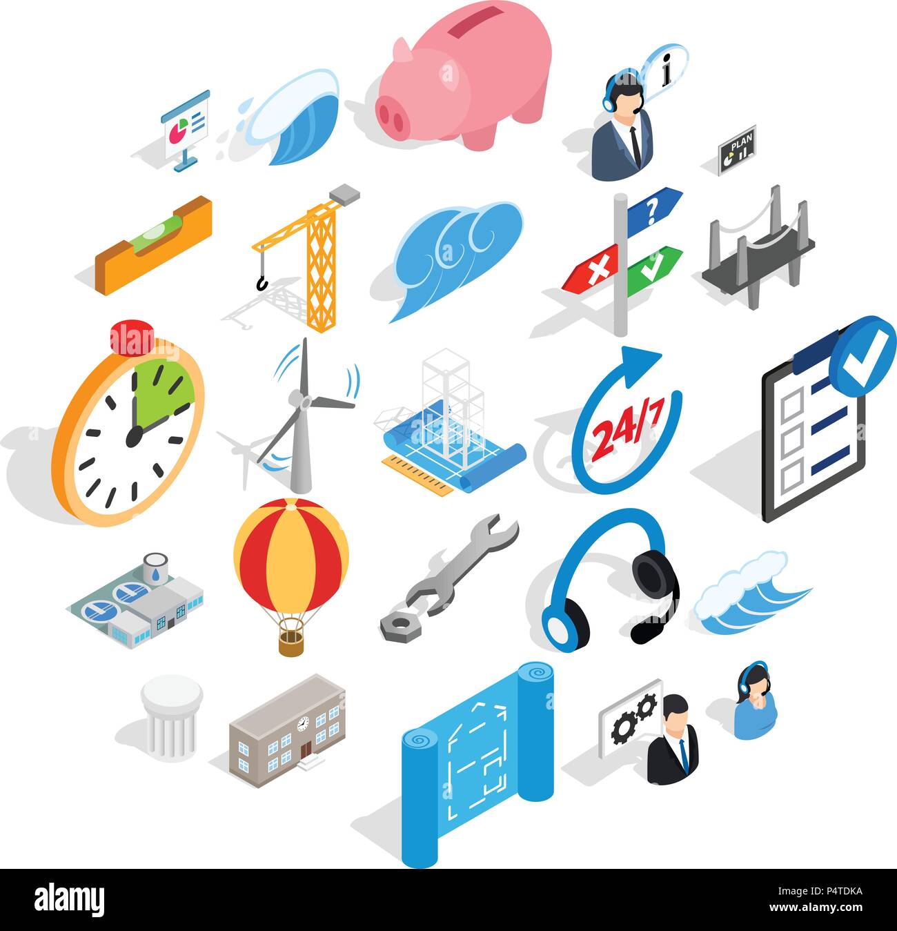 Streetlight icons set, isometric style Stock Vector