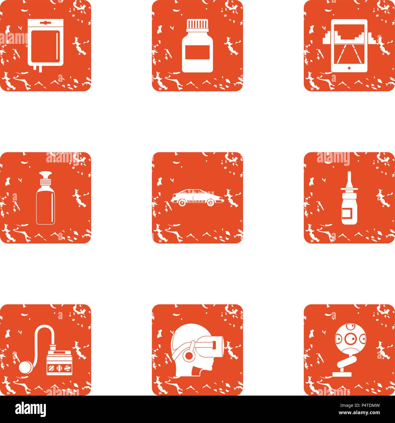 Virtual cleaning icons set, grunge style Stock Vector