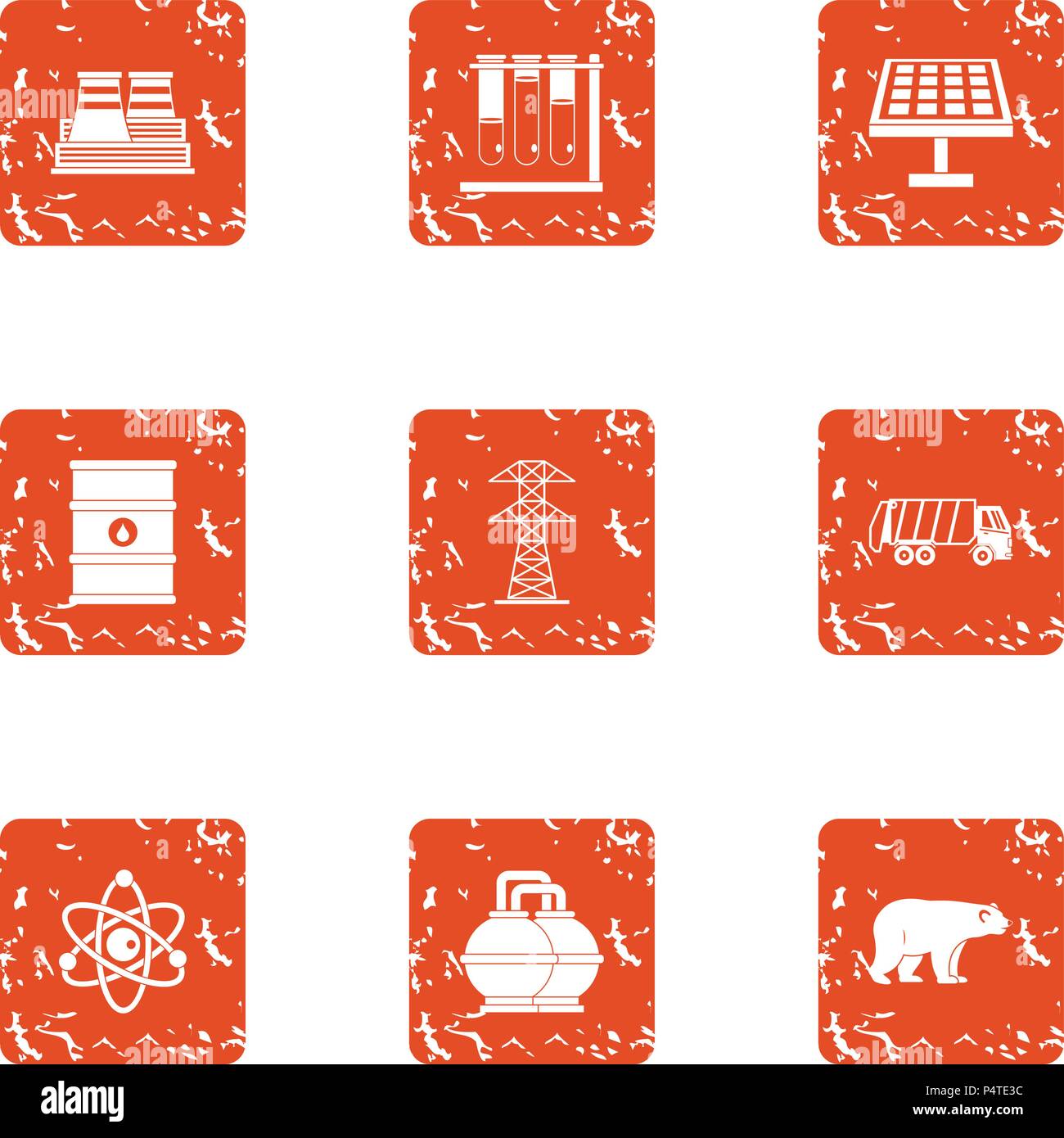 Test tubes icons set, grunge style Stock Vector