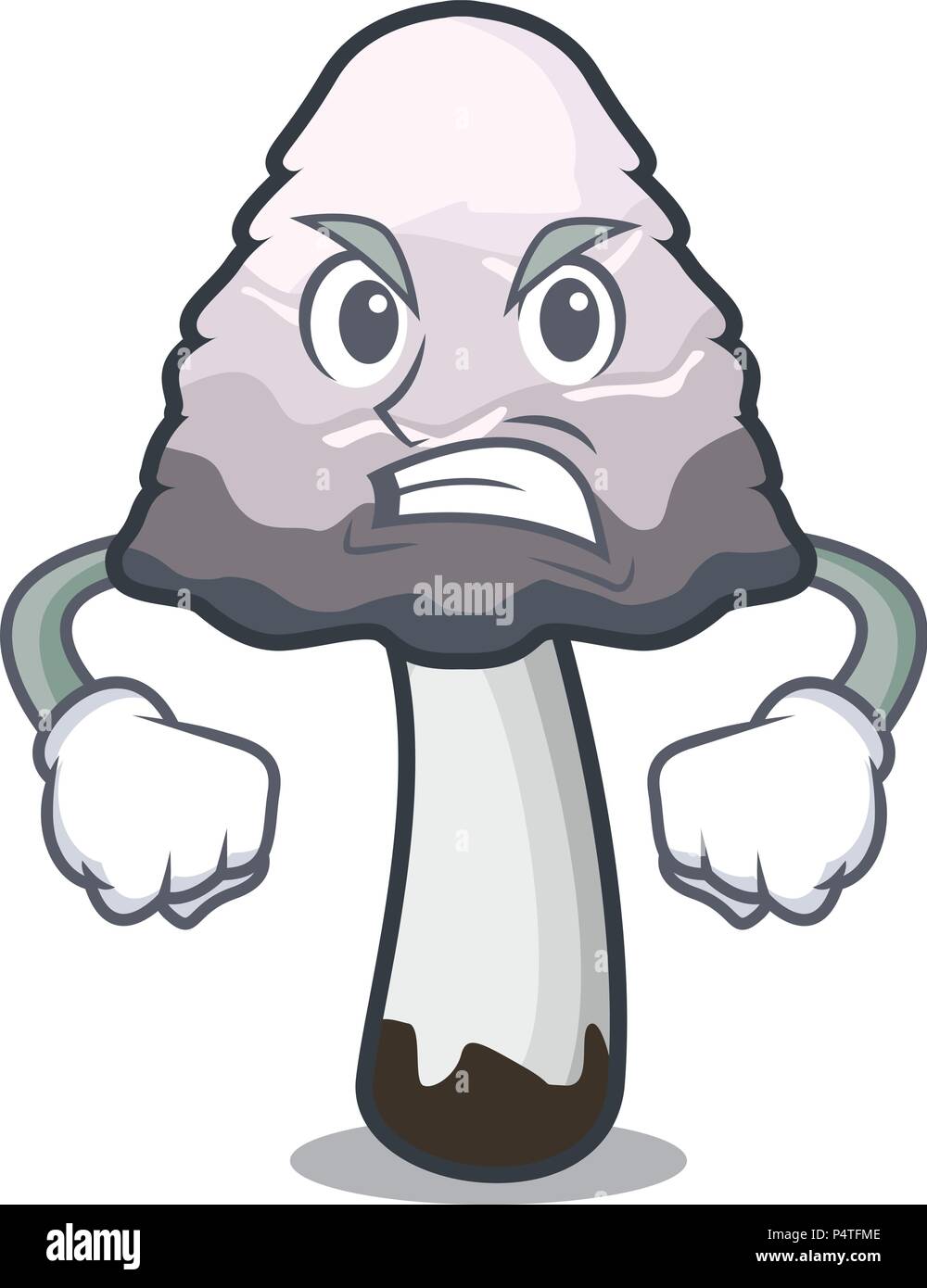 Angry shaggy mane mushroom mascot cartoon Stock Vector
