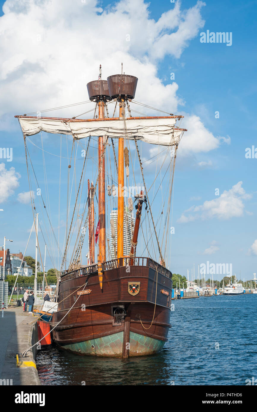 Traditional sailing boat in the harbour, Travemünde, Baltic Sea, Schleswig-Holstein, Germany Stock Photo