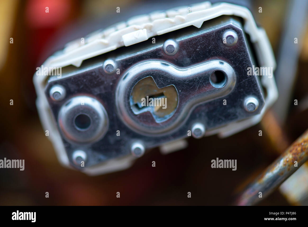 Locked Silver Padlock on a blur background Stock Photo - Alamy
