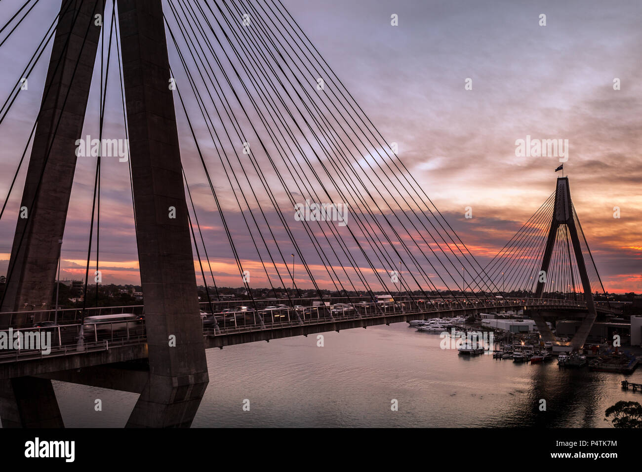 Bridge Flow at Sunset Stock Photo