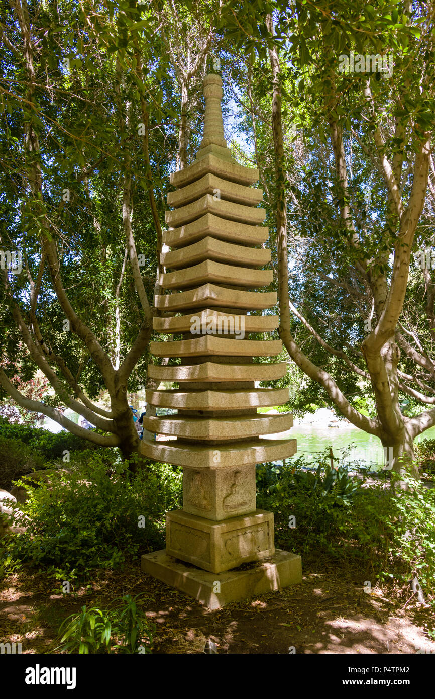 Japanese Friendship Garden Stone Tower Stock Photo