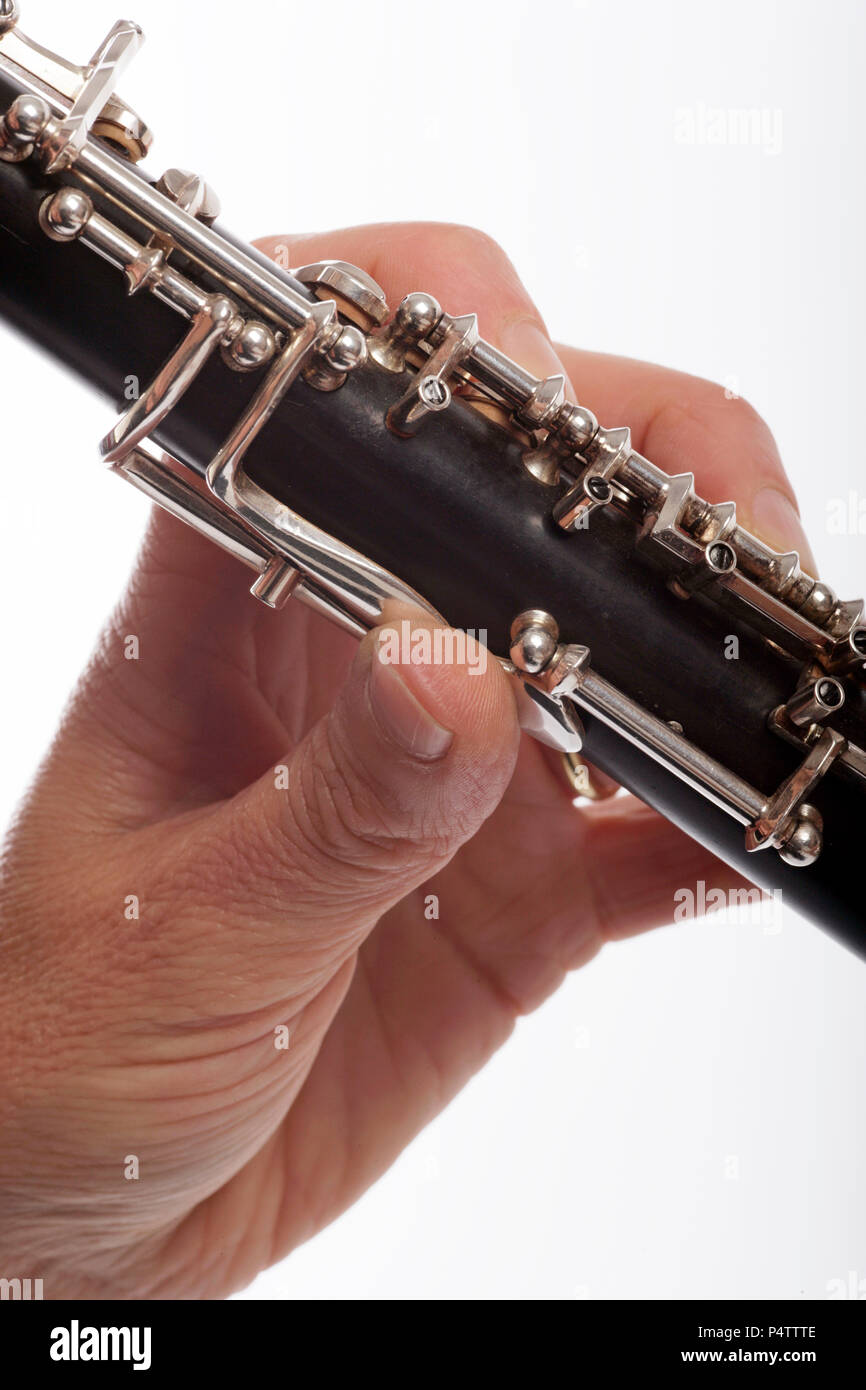 Oboe octave keys on the back of the instrument played by the thumb