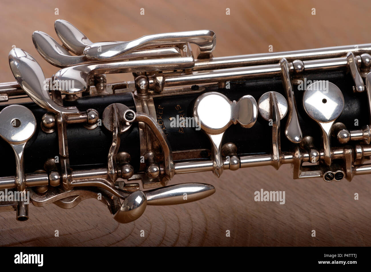 Oboe, closeup of keys Stock Photo Alamy