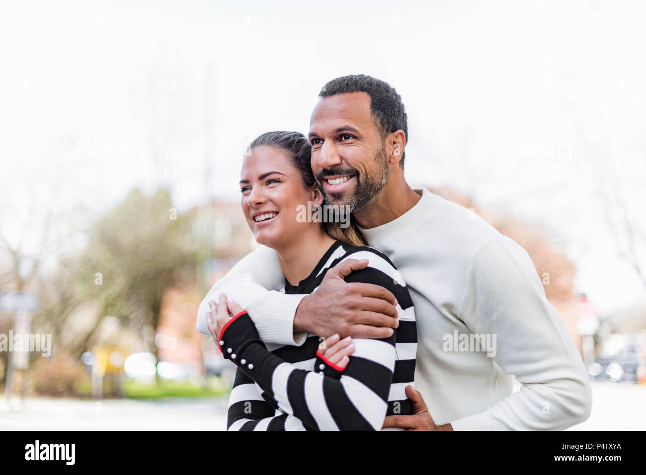 Happy couple having fun outdoors Stock Photo