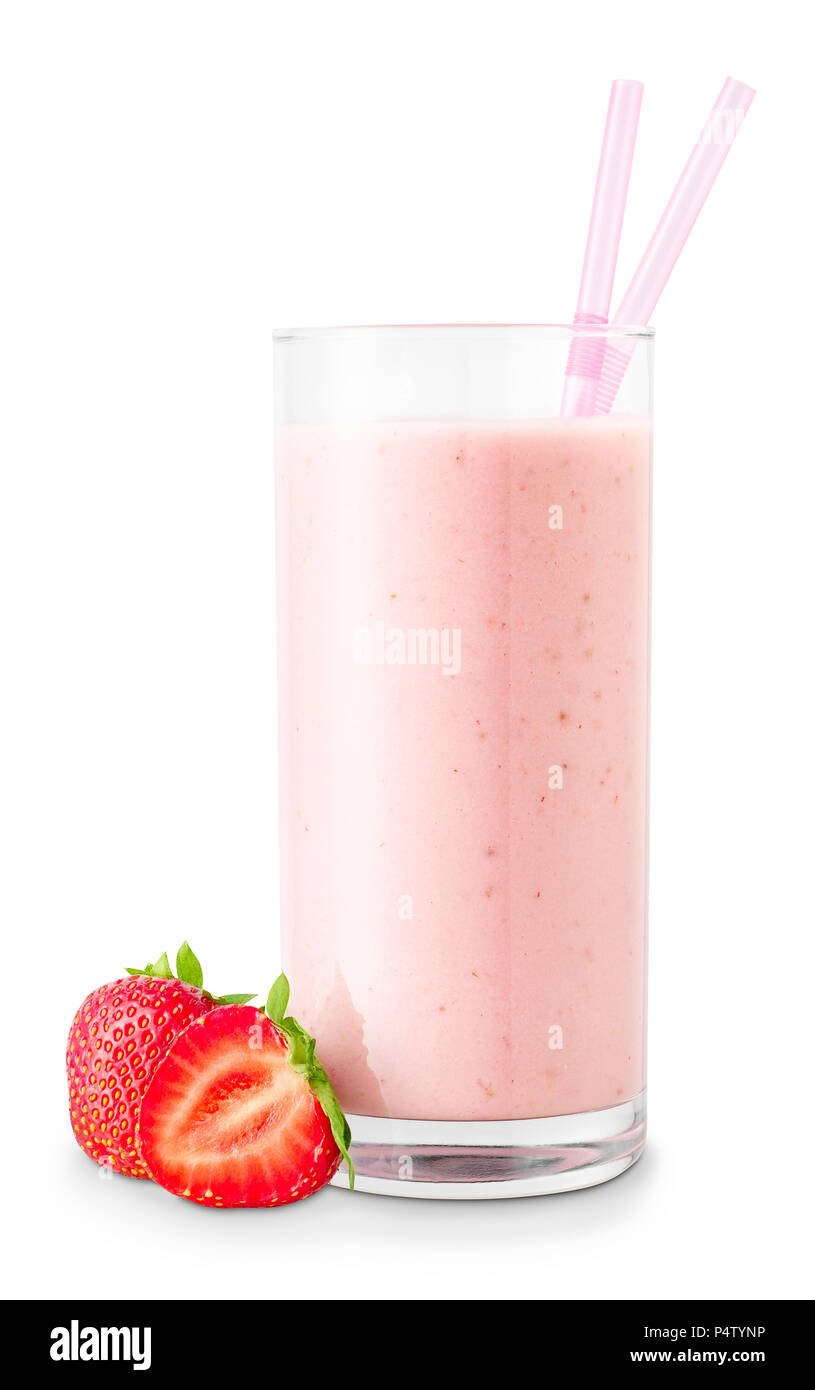 strawberry smoothie in glass Stock Photo