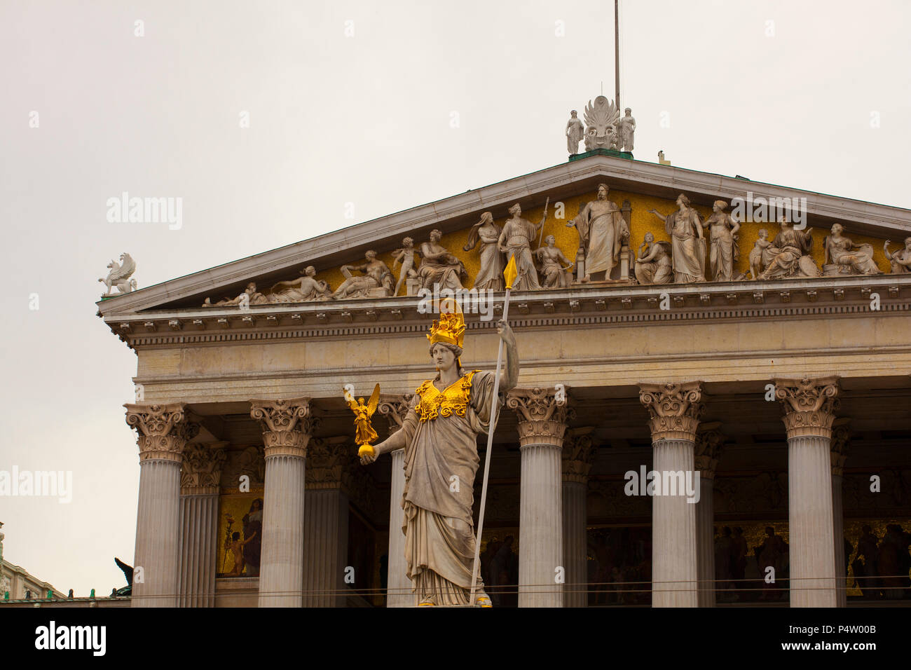 Statue of Pallas-Athena-Brunnen in front of Austrian Parliament Building, Vienna Stock Photo