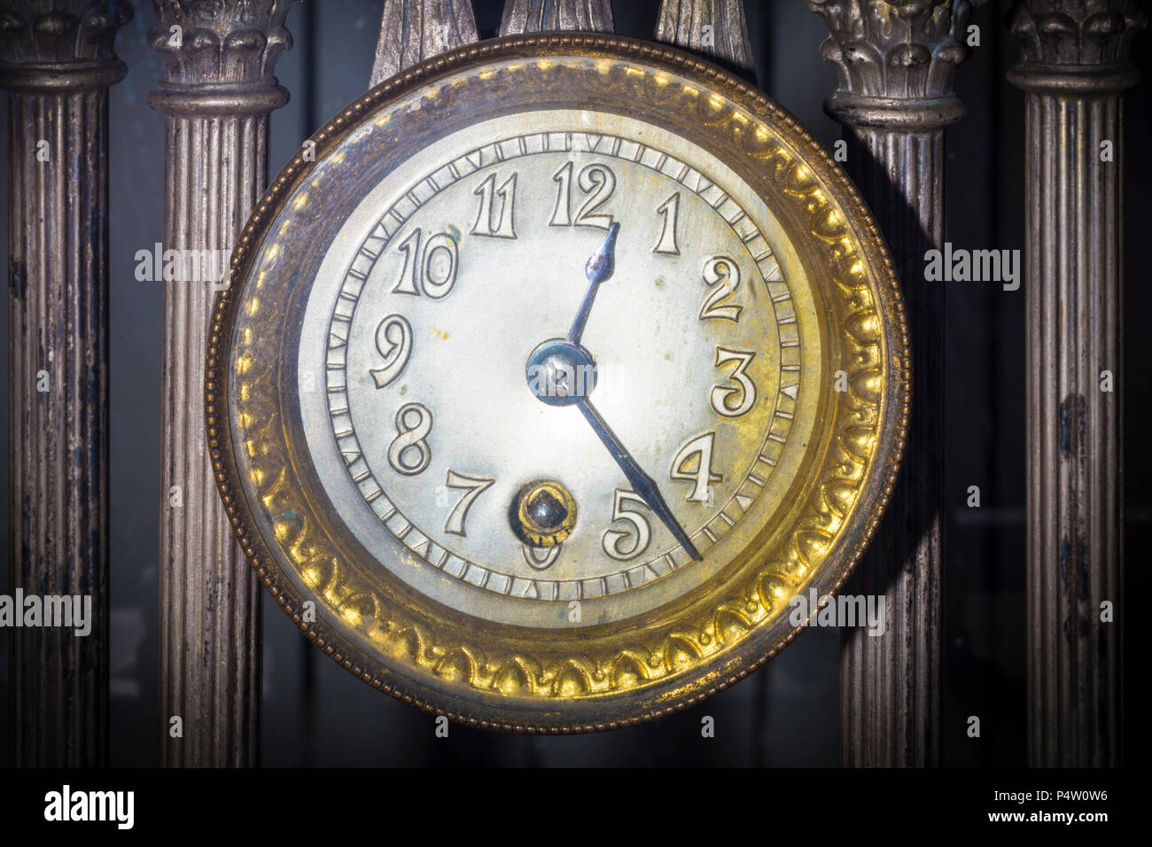 old antique wooden wall clock, background image Stock Photo Alamy