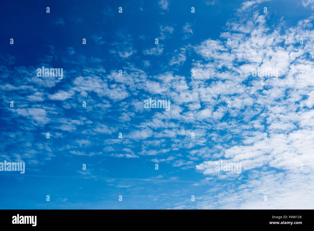 Beautiful morning, 24 June 2018,  white clouds against a beautiful summer blue sky Stock Photo