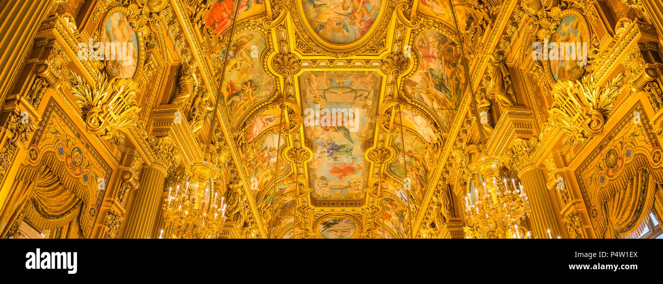 Paris, France - October 24, 2014: Interior of the Paris Opera Palais Garnier - Stock Photo