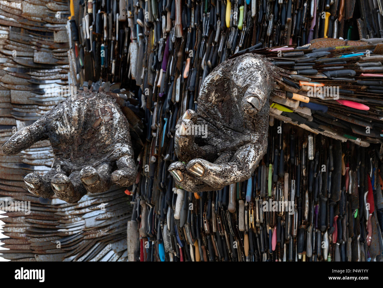Knife Angel  sculpture on display at the British Iron Work Centre tourist attraction Stock Photo