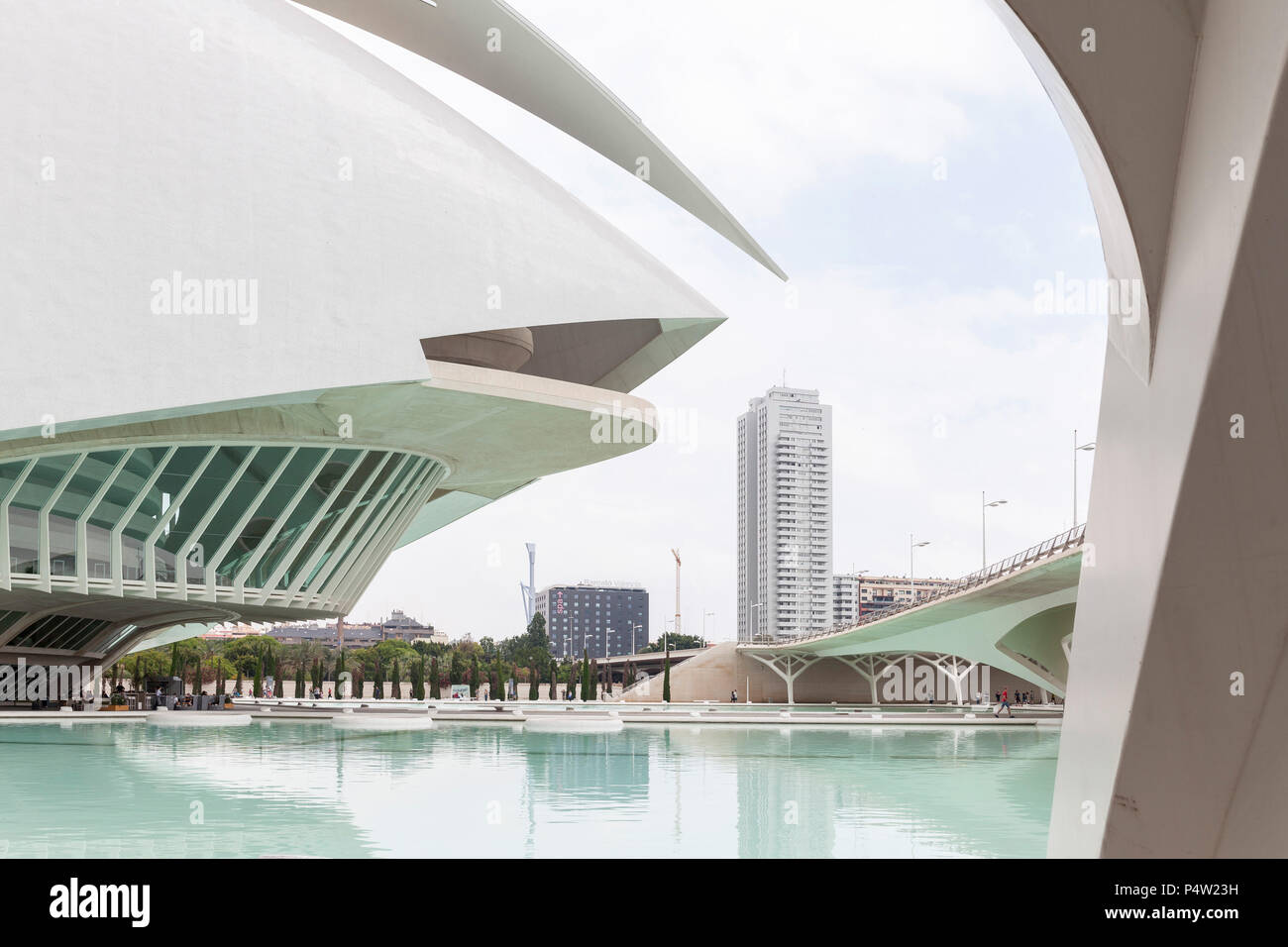 Valencia, Spain, Ciutat de les Arts i les Ciencies in Valencia, built by architect Santiago Calatrava Stock Photo