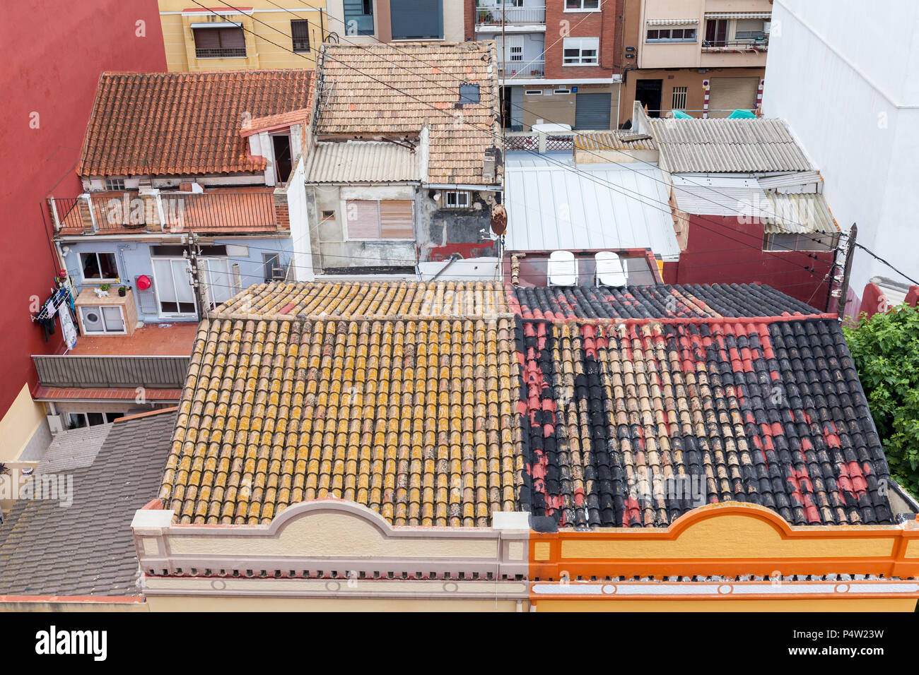 Valencia, Spain, house roofs and roof terraces in Valencia Stock Photo Alamy