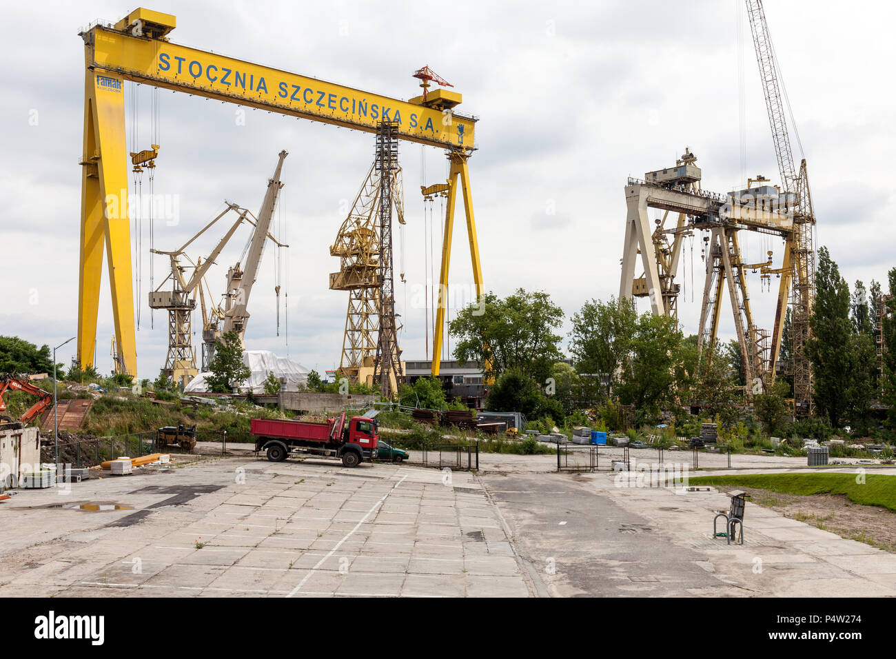 Szczecin, Poland, Shipyard Stocznia Szczecinska Stock Photo