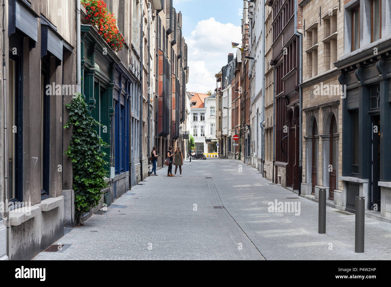 Antwerp, Belgium, residential street in Antwerp Stock Photo