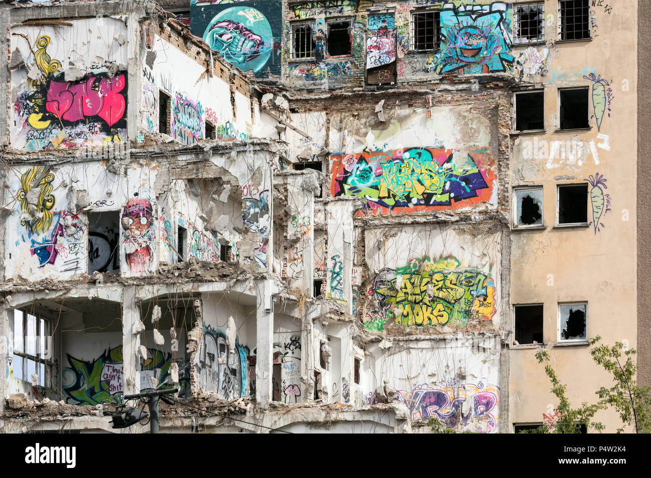 Berlin, Germany, demolition of a building on Stralauer Allee in Berlin-Friedrichshain Stock Photo