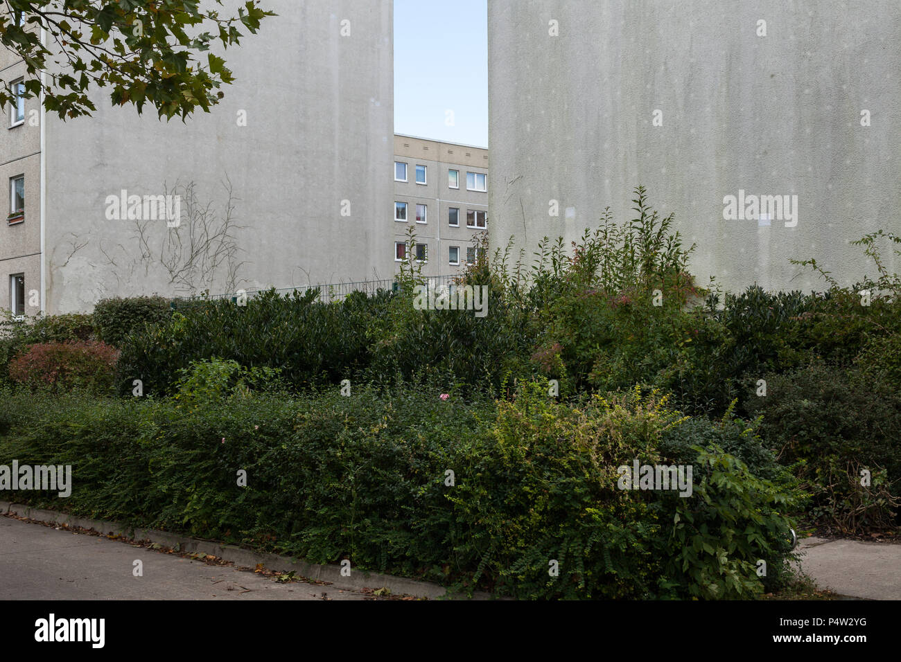 Berlin, Germany, redeveloped prefabricated buildings on Geithainer Strasse in Berlin-Hellersdorf Stock Photo