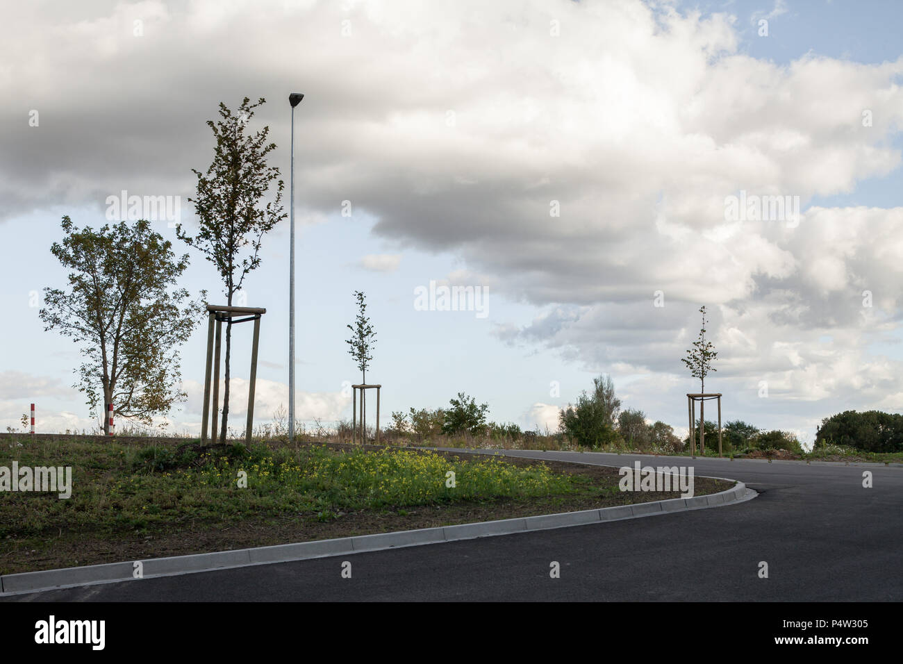 Berlin, Germany, access road to a hardware store on the street Alt-Mahlsdorf in Berlin-Mahlsdorf Stock Photo