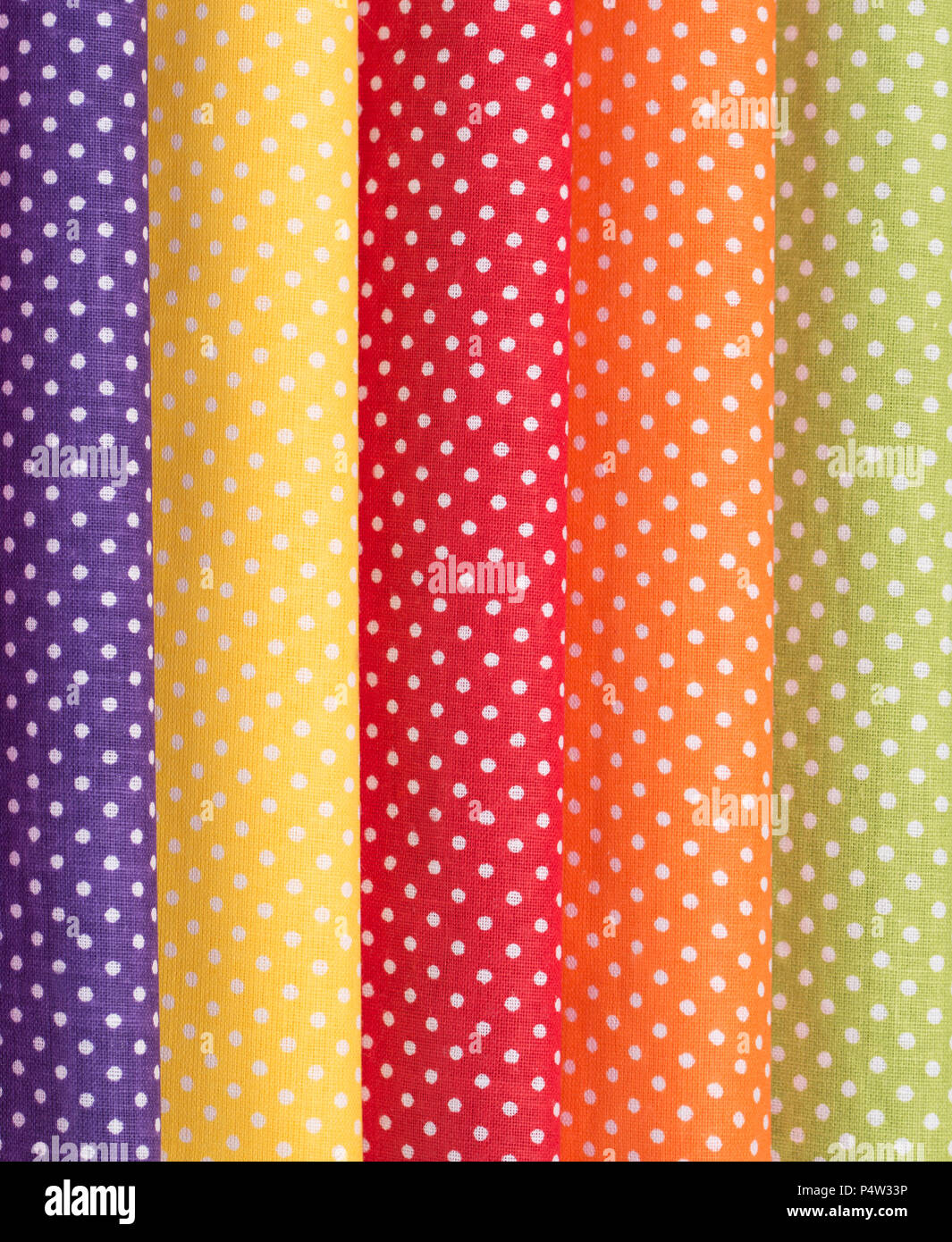 cotton fabric with white polka dots closeup Stock Photo