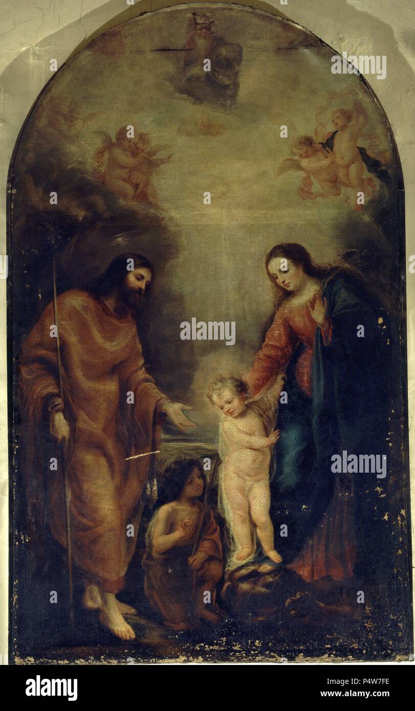 SAGRADA FAMILIA - SIGLO XVII - BARROCO ESPAÑOL. Author: Juan Carreño de Miranda (1614-1685). Location: IGLESIA DE SAN MARTIN, MADRID, SPAIN. Stock Photo