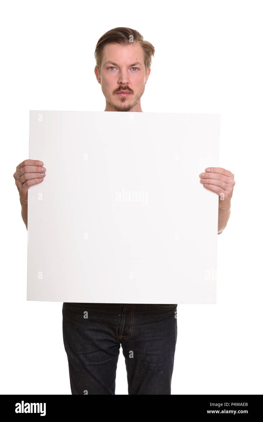 Portrait Of Man Isolated Against White Background Stock Photo