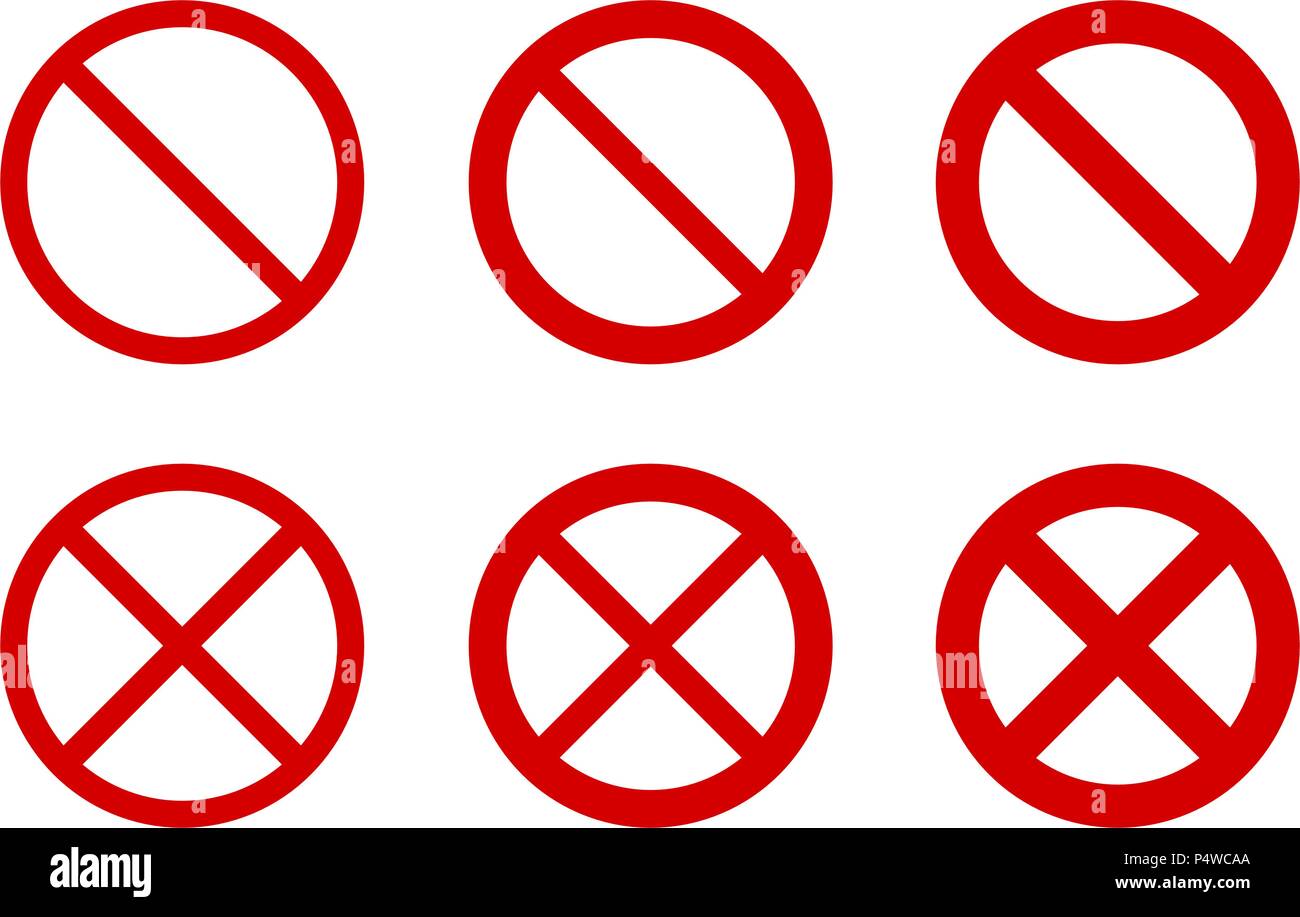 Sign forbidden. Icon symbol ban. Red circle sign stop entry ang slash line  isolated on transparent background. Mark prohibited. Stock Vector