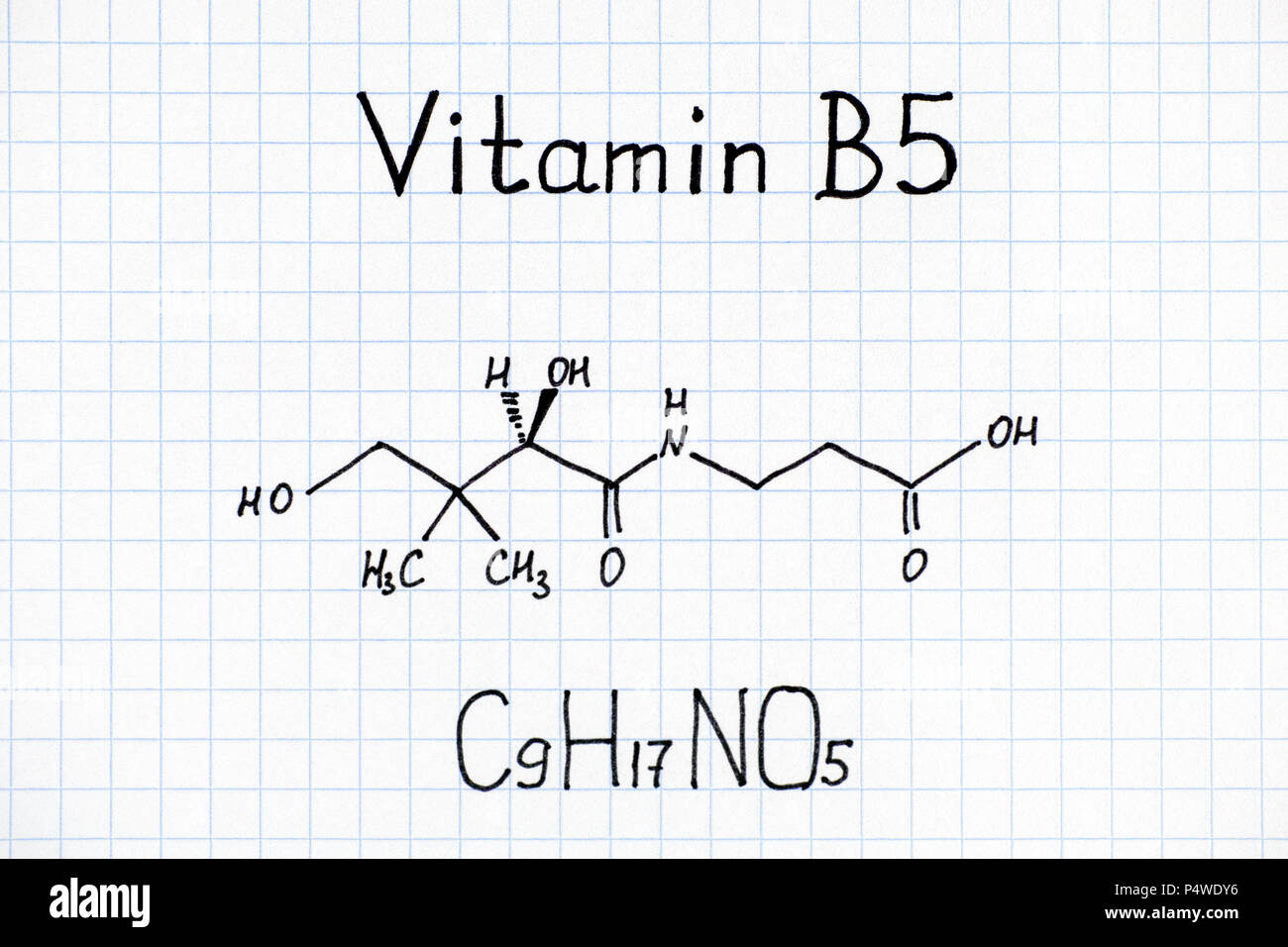 Chemical formula of Vitamin B5. Closeup Stock Photo Alamy