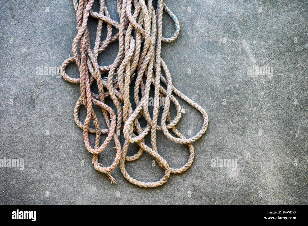 Metal Cutting Scissors on gray background. Close-up Stock Photo