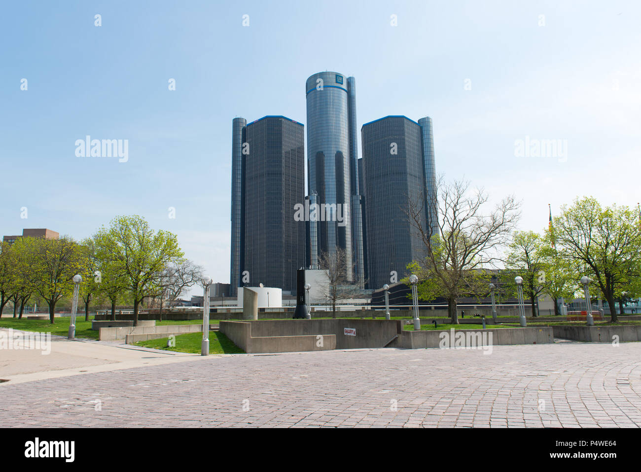 GM Renaissance Center, rencen in Detroit Michigan USA Stock Photo