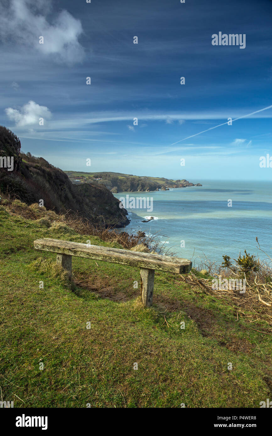 Walking the coast path between Watermouth Cove and Combe Martin in Devon , England Stock Photo