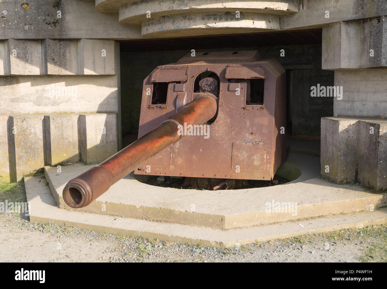 Destroyed german Battery Longues sur Mer Stock Photo